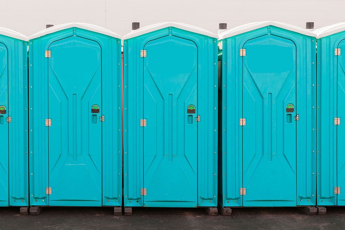 Industrial portable restroom units at a plant in Martinez, California
